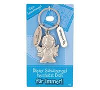 Depesche 7518-003 - Portachiavi con Angelo Custode, in Metallo, Portafortuna con Angelo, Portachiavi e Messaggio amorevole, da Regalare a familiari e Amici e conoscenti, Colore: Argento