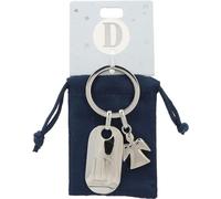 Depesche Depesche-11800-005 11800-005 Portachiavi in Argento con Lettera D e Angelo Custode, in Lega di Zinco, Incluso Astuccio in Velluto colorato, Multicolore, Taglia Unica
