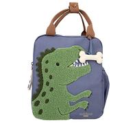 Depesche Dino World - Zaino per bambini Dino Mini, 23 x 20 cm, in spugna, con ciondolo a forma di osso e zip, 100% poliestere, Blu, 23 x 20 cm