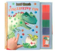 Depesche- Dinosauro 12106 Dino World-Fingerprint Fun, Libro 4 tamponi di Inchiostro, per colorare con Le Dita
