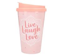 Depesche Live Laugh Love 2180.033 - Tazza in plastica con scritta, 350 ml, riutilizzabile
