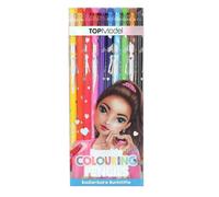 Depesche TOPModel 12219 - Matite colorate cancellabili in 10 colori vivaci con tappo per cancellare, ideali per dipingere e scuola, multicolore