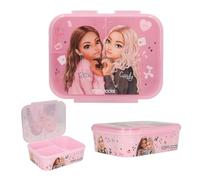 Depesche TopModel 13412 - Contenitore per il pranzo My BFF in rosa, con motivo modello e batch colorati, con 3 scomparti e coperchio pieghevole