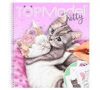 Depesche TOPModel Create your Kitty 12282 - Libro da pittura e adesivi con 92 pagine per creare simpatici gatti, quaderno da colorare con foglio adesivo e rilegatura a spirale