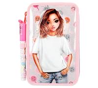 Depesche TOPModel Happy Together 12262 - Astuccio imbottito a 3 scomparti con motivo a smiley, astuccio con matite colorate, forbici, righello, ecc, Colore: rosa., Design graffiti, 3 scomparti