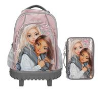 Depesche TOPModel My BFF - Zaino per la scuola Trolley e astuccio a 3 scomparti, con motivo e brillantini, borsa per la scuola con spalline regolabili, astuccio con matite colorate, forbici, righello
