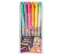 Depesche TOPModel-Neon Gel, Set di 6 Penne in Turchese, Viola, Rosa, Giallo, Arancione e Bianco, per Scrivere su Carta Scura 12229