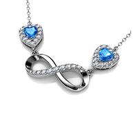 DEPHINI - Collana infinito - argento Sterling 925 - ciondolo in cristallo di zirconia cubica marca Birthstone - Fine Jewellery Love - catena in argento placcato al rodio di alta qualità - A+ Aqua Cubi