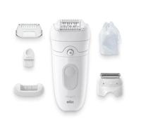 Braun Silk-épil 5 Epilatore Elettrico Donna Wet & Dry, Pelle Liscia a Lungo, Con Testina Per Rasoio Elettrico Donna e Cappuccio Rifinitore, Idea Regalo, 5-041, Bianco/Grigio