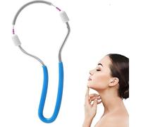 Depilatore da donna per viso, in acciaio inox, a molla, portatile, strumento di depilazione a spirale, epilatore portatile per viso, mento, peli del labbro superiore (blu)