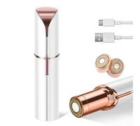 Depilatore per il viso da donna, come visto in TV, impeccabile, indolore, per la rimozione dei peli del viso, mini rasoio elettrico, portatile, per labbra, mento, ascelle (bianco + 2 teste)