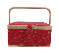 Depisuta Cesto di cucitura a doppio strato, Organizzatore di forniture di cucitura di grande capacità con vassoio rimovibile, Scatola da cucire vintage per gli amanti dell'artigianato