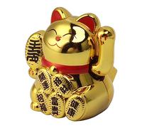 Depisuta Gatto Fortunato Ad Alimentazione Solare, Mini Braccio Agitato con la Fortuna con Energia Solare per l'arredamento degli Uffici per la Casa (GOLD)