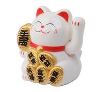 Depisuta Gatto Fortunato Ad Alimentazione Solare, Mini Braccio Agitato con la Fortuna con Energia Solare per l'arredamento degli Uffici per la Casa (WHITE)