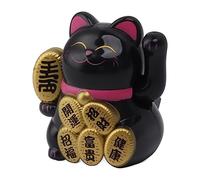 Depisuta Gatto Fortunato Ad Alimentazione Solare, Mini Braccio Agitato con la Fortuna con Energia Solare per l'arredamento degli Uffici per la Casa (BLACK)