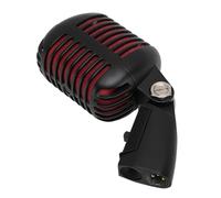 Depisuta Microfono Dinamico retrò Classico, Microfono Cardioide Unidirezionale in Lega di Zinco Vintage con Rack per Auto -tensioning per Esibizioni Dal Vivo (BLACK)