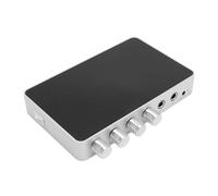 Depisuta Mixer Karaoke, Controllo Volume Separato 4K Ingressi Microfono a 2 con 2 Microfoni Cablati Controllo Ecolocalizzazione Riverbero per Televisione TV Box Proiettore Telefono (Spina europea)