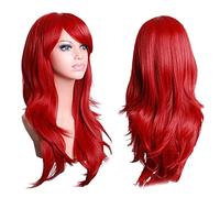 Depisuta Parrucca Rossa per Capelli Ricci Stile Onda Lunga, Retina per Capelli Morbida e Confortevole Donna, Parrucca Rossa Universale per Cosplay di Halloween