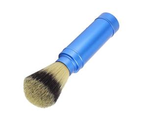 Depisuta Pennello da Barba Portatile, Strumento Durevole per la Pulizia della Barba da Uomo, Viaggiatori, Perfetta Esperienza di Rasatura Bagnata, Copri Testina, Alluminio, Blu