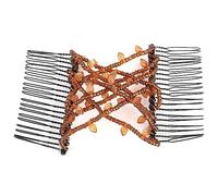 Depisuta Pettine per Capelli con Doppie Perline Magiche, Resistente per le Donne, Accessorio per Capelli Stile Vintage, Adatto a Tutti i Tipi di (Colore del caffè)