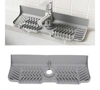 Depisuta Tappetino per Rubinetto in Silicone Lungo 17,7 Pollici per Lavello da c ucina, Paraspruzzi Maniglia per Rubinetto in Silicone Raccogligocce Vassoio per Asciugatura Ma, Tappetino (GRAY)