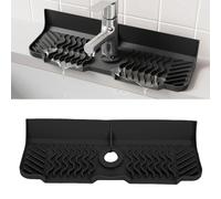 Depisuta Tappetino per Rubinetto in Silicone Lungo 17,7 Pollici per Lavello da c ucina, Paraspruzzi Maniglia per Rubinetto in Silicone Raccogligocce Vassoio per Asciugatura Ma, Tappetino (BLACK)