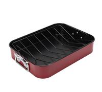 Depisuta Teglia per Arrosti in Acciaio Al Carbonio e Griglia Antiaderente a Forma di V, Teglia per Tacchino, Vassoio Profondo per Tacchino per Forno, 16,3x12,6x3,1 Pollici