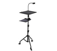 Depisuta Tripode per Supporto Proiettore, Carrello Portatile Mobile con 2 Ripiani, Supporto per Telefono a Collo di Cero, Carico di 25 Libbre, Altezza Regolabile da 23 a 51 Pollici