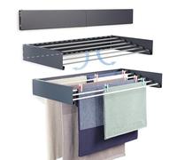 depogron Stendibiancheria 100 cm - Montaggio a Parete - Retrattile - Stendibiancheria a Scomparsa Richiudibile per Interni o per Esterni - 25 kg di capacità, 6 mt Lineari (antracite)