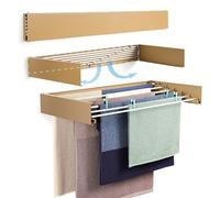 depogron Stendibiancheria 100 cm - Montaggio a Parete - Retrattile - Stendibiancheria a Scomparsa Richiudibile per Interni o per Esterni - 25 kg di capacità, 6 mt Lineari (beige)