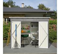 Deposito Attrezzi da Giardino in Metallo 8x4 piedi con fondamenta in metallo (senza pavimento), Casetta da giardino, Capanno per attrezzi, Resistente alle intemperie, 229 x 111 x 182CM, Grigio
