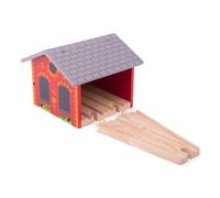 Deposito in legno per due treni Bigjigs Rail