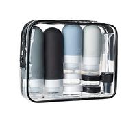 Depoza Set di 16 bottiglie da viaggio - Contenitori comprimibili in silicone a prova di perdite, approvati TSA, per articoli da toeletta, balsamo, shampoo, lozioni e accessori per il bagnoschiuma