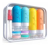 DEPOZA Set di 16 bottiglie da viaggio - Contenitori comprimibili in silicone a prova di perdite, approvati TSA, per articoli da toeletta, balsamo, shampoo, lozioni e accessori per il bagnoschiuma,
