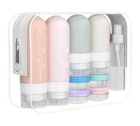 DEPOZA Set di 16 bottiglie da viaggio - Contenitori comprimibili in silicone a prova di perdite, approvati TSA, per articoli da toeletta, balsamo, shampoo, lozioni e accessori per il bagnoschiuma