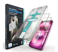 Deppa | 2 Pezzi | Pellicola Anti-Luce Blu Certificata per iPhone 16/iPhone 15 (6.1') | Vetro Temperato Ultra Resistente [Copertura Totale, Senza Bolle] | Installazione Facile