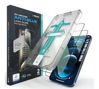 Deppa |2 Pezzi| Pellicola protettiva anti luce blu certificata per iPhone (6.7"") | Vetro temperato ultra resistente | Copertura totale, senza bolle | Installazione facile