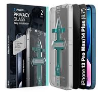 Deppa Vetro Temperato Privacy per iPhone 13 Pro Max / 14 Plus [2 Pezzi] - Ultra Resistente, Anti-Graffio, Copertura Totale, Pellicola Protettiva Anti-Spia con Kit di Installazione Facile