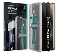 Deppa Vetro Temperato Privacy per iPhone 15 Pro [2 Pezzi] - Ultra Resistente, Anti-Graffio, Copertura Totale, Pellicola Protettiva Anti-Spia con Kit di Installazione Facile