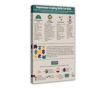 Depressione della parete Abilità di coping per i bambini Consapevolezza Handout Salute mentale Aiuto Dispense Terapia Bambini Camera da letto Classroom De Vintage Decorazione murale Famosi dipinti ad