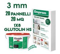 DEPRON 20 PANNELLI ISOLANTI DA 3MM (125X80) CONFEZIONE DA 20MQ + 1 X 8 GLUTOLIN