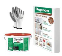 DEPRON Pannelli Isolanti 6 mm (125×80 cm) - Confezione 20 m² + Colla Glutolin 8 kg | Isolamento Termico e Acustico per Pareti e Soffitti | 1 paio di guanti in nitrile HYTAMA TOOLS