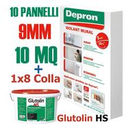 DEPRON PANNELLI ISOLANTI DA 9MM (125 X 80 ) CONFEZIONE DA 10MQ + 1 GLUTOLIN 8KG