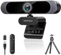DEPSTECH DW49 PRO, 4K Webcam PC con Microfono, Web Camera e Zoom Ottico 3X, Autofocus, Correzione Automatica Luminosità, Microfono Riduzione Rumore Compatibile con WhatsApp, Facebook, Twitter, PC, Mac