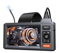 DEPSTECH Telecamera Endoscopio Doppio Lente, 1080P HD Telecamera per Ispezione Endoscopio Industriale IPS da 5", Sonda Portatile IP67 Impermeabile con Luci LED Cavo Semirigido da 5M