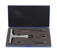 Depth Micrometer 0-150mm / 0-100mm | High Accuracy 0.01mm Round Head Gauge | Interchangeable Rods for Accurate Measuring | 4 / 6Pcs Set with Locking Device & Wrench (0-150mm 6 inches)
