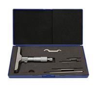 Depth Micrometer 0-150mm / 0-100mm | High Accuracy 0.01mm Round Head Gauge | Interchangeable Rods for Accurate Measuring | 4 / 6Pcs Set with Locking Device & Wrench (0-100mm 4 inches)