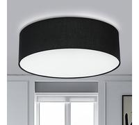 Depuley Plafoniera LED rotonda, E27, con 2 fiamme, moderna lampada da soffitto in tessuto, nera, con paralume in tessuto, per ufficio, camera da letto, soggiorno, corridoio, sala da pranzo, cucina