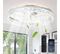 Depuley Ventilatori da soffitto con luci e telecomando: ventilatore da soffitto da 20 pollici con 6 velocità e 3CCT - 3000-6500K Dimmable Led Fandelier per camera da letto e soggiorno, bianco