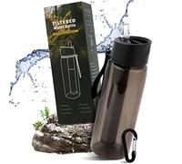 Depuratore d'Acqua Portatile, Borraccia Filtrante Da Viaggio Filtri per Acqua Potabile diretti di Emergenza all'aperto Tappo per Escursioni, Campeggio, Sopravvivenza e Viaggi (BLACK)
